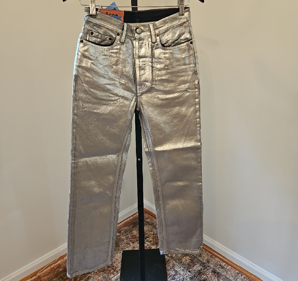 BNWT Acne Studios Blå Konst Metalic Land Silver Loose Jeans